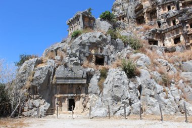 Fethiye 'deki Lycians' ın antik mezarları, arkeoloji ve seyahat kavramı