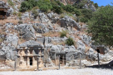 Fethiye 'deki Lycians' ın antik mezarları, arkeoloji ve seyahat kavramı