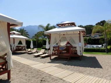 Goynuk, Antalya, Türkiye - 11 Mayıs 2021: Türkiye 'nin Goynuk kentinde 7 Deniz Oteli Yaşam Ultra All Inexclusive and Kids Concept 5 yıldızı 11 Mayıs 2021.