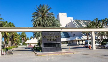 Goynuk, Antalya, Türkiye - 11 Mayıs 2021: Türkiye, Goynuk, Queen 's Park Goynuk Hotel 5 yıldız 11 Mayıs 2021' de Türkiye 'nin Antalya kentinde