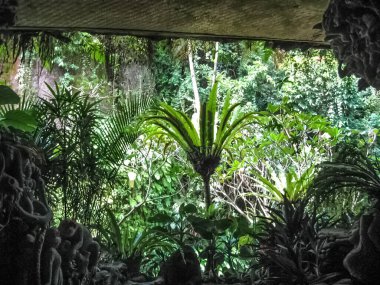 Ubud, Bali, Endonezya - 13 Nisan 2012: Ubud 'daki Tjampuhan Spa Oteli' ndeki SPA havuzu manzarası