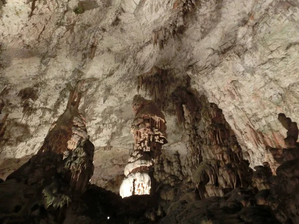 Caractéristiques Karstiques Pittoresques Illuminées Dans Grotte Postojna Grotte Postojnska Jama — Photo
