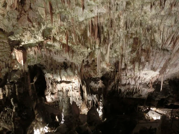 Pittoreska Karst Funktioner Belysta Grottan Postojna Grotte Eller Postojnska Jama — Stockfoto