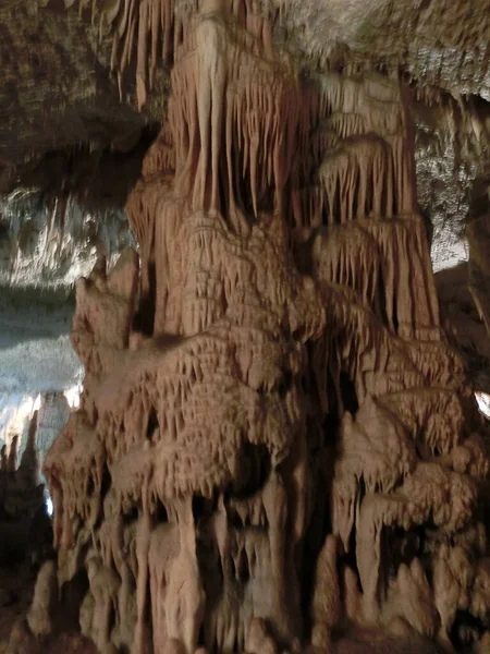Caratteristiche Pittoresche Carsiche Illuminate Nella Grotta Grotta Postumia Postumia Jama — Foto Stock