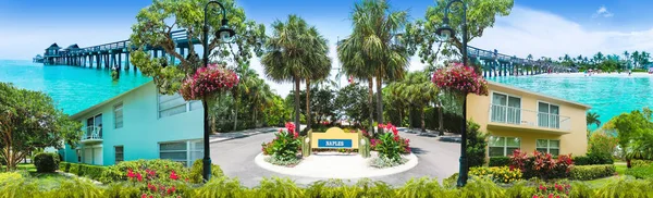 Koláž Plážích Budovách Neapoli Floridě Usa — Stock fotografie