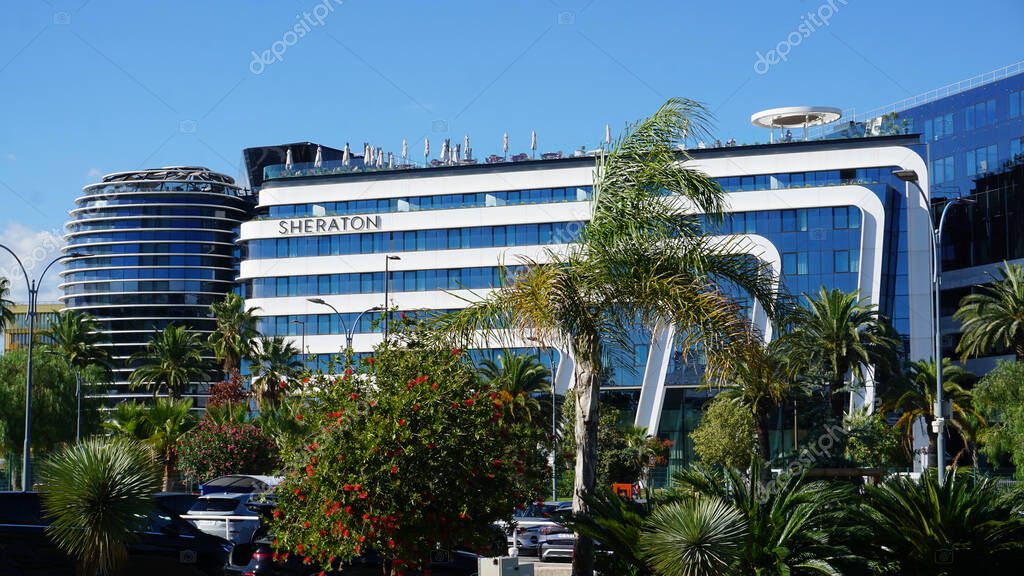 Nice, France - September 27, 2025: Sheraton hotel near Terminal 1 of Nice airport at Nice, France on September 27, 2025