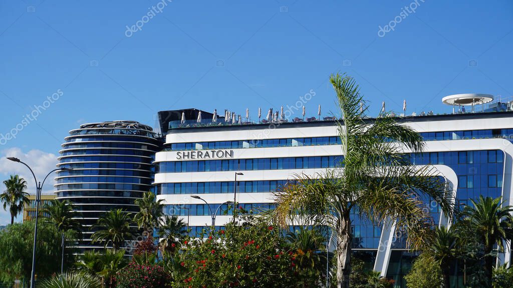 Nice, France - September 27, 2025: Sheraton hotel near Terminal 1 of Nice airport at Nice, France on September 27, 2025