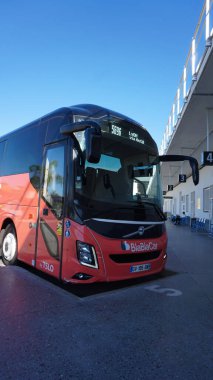Nice, France - September 27, 2025: Blablacar bus parked in the bus station at Nice, France - September 27, 2025