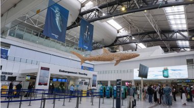 Nice, France - September 27, 2025: Terminal 1 of international Nice airport at Nice, France on September 27, 2025