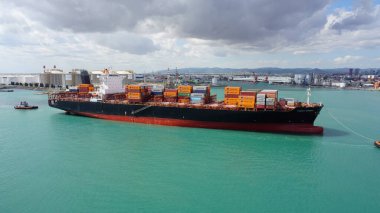 Barcelona, Spain - September 26, 2025: Cargo containers Hapag-Lloyd stored on the cargo ships. Hapag-Lloyd is a global leader in container shipping