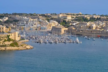 Drone view of Valletta city with garden - capital of Malta island