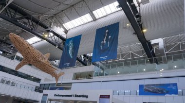 Nice, France - September 27, 2025: Terminal 1 of international Nice airport at Nice, France on September 27, 2025