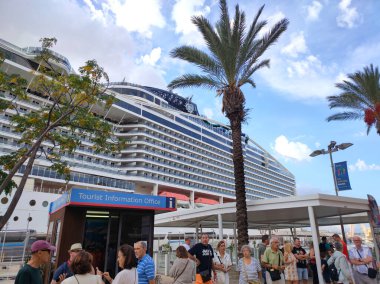 Valletta, Malta - September 24, 2025: View of the MSC World Europa, a cruise ship of the MSC Cruises company docked at the port of Valletta.