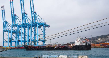 Barcelona, Spain - December 19, 2025: View of the cargo seaport