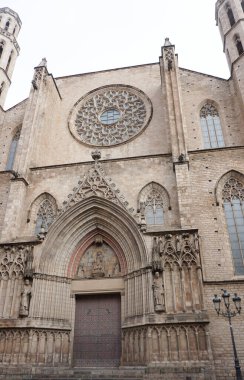 Barselona Katedrali 'nin ayrıntılı cephesi, gotik mimari tarzda taştan yapılmıştır - Barselona Katedrali