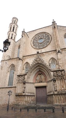 Barselona Katedrali 'nin ayrıntılı cephesi, gotik mimari tarzda taştan yapılmıştır - Barselona Katedrali