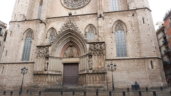 Barselona Katedrali 'nin ayrıntılı cephesi, gotik mimari tarzda taştan yapılmıştır - Barselona Katedrali