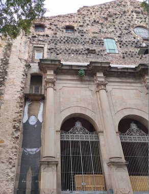 Barselona, İspanya - 14 Aralık 2025 San Agustin Kilisesi. Barcelona 'da El Raval' da bulunan bir Katolik tapınağı. Placa de Sant Agusti caddesinde, tarihi merkezde..