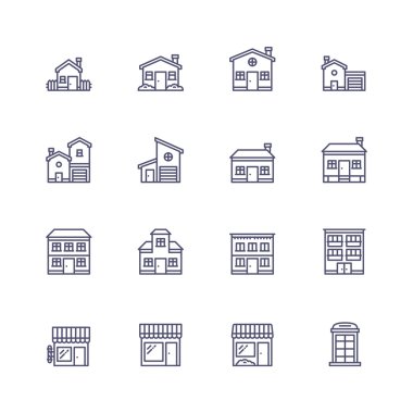 Buildings line icons