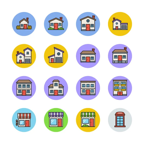 Buildings icons set — Stock Illustration Buildings icons set Vector Graphics