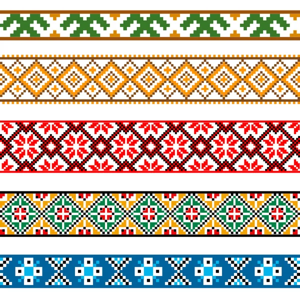 Set of ribbons with folk pattern — Stock Vector