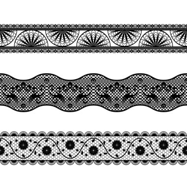 Üç Ajur dantel kurdeleler ayarla