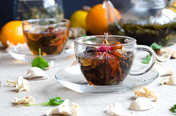 Tasse grüner Tee Glas — Stockfoto