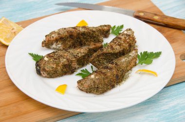 Grup Somon dilimleri plaka kesme tahtası