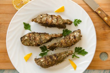 Grup Somon dilimleri plaka kesme tahtası