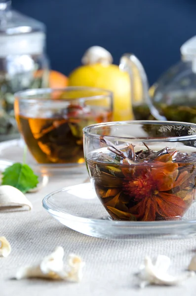 Oolong-Tee im Glas mit Minze — Stockfoto