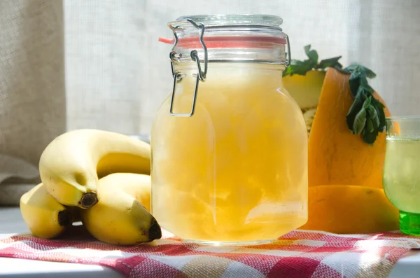 Melon jam glass jar fruits — Stock Photo, Image