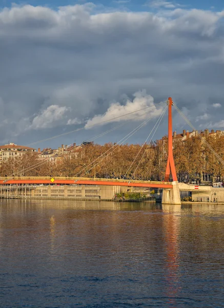 View on the red bridge of Lyon, France