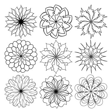 Dizi soyut çiçek, tomurcukları, kroki