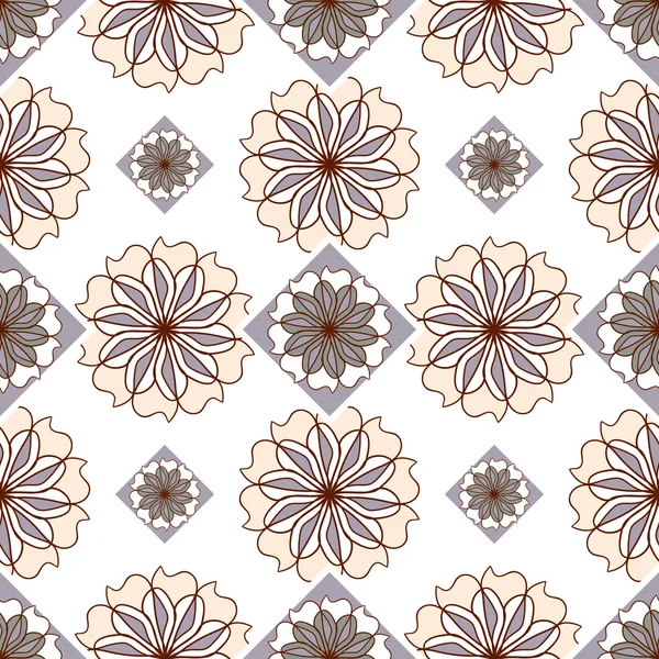 Patrón floral sin costuras, ornamento nacional, piso de baldosas y pared — Vector de stock