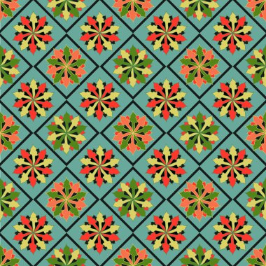 Sorunsuz çiçek desenli, ulusal süs, döşeli zemin ve duvar