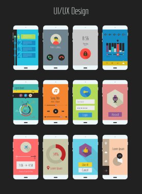 Düz tasarım UI/Ux mobil uygulama 