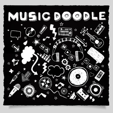 Çizilmiş illüstrasyon müzik sembolleri ile