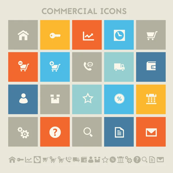 Grand ensemble d'icônes commerciales — Image vectorielle