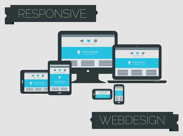 Stile piatto responsive webdesign — Vettoriale Stock
