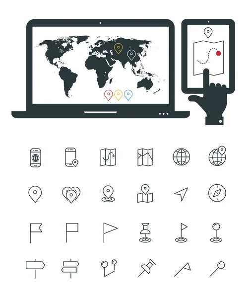 Computadora portátil y maqueta de smartphone — Vector de stock