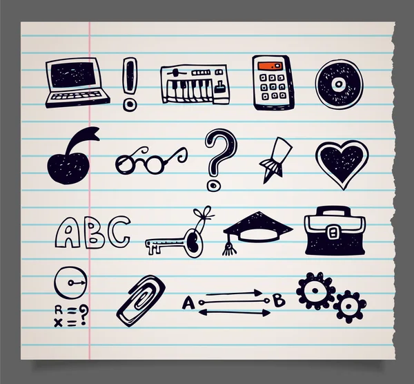 Çizilmiş doodle okul öğeleri