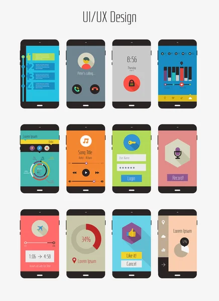 Modèles d'applications mobiles UI / UX — Image vectorielle