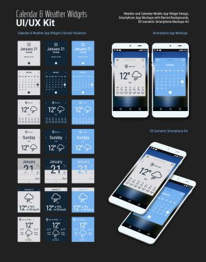 Hava widget UI ve Ux malzeme seti