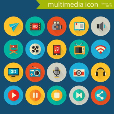 multimedia icons set clipart
