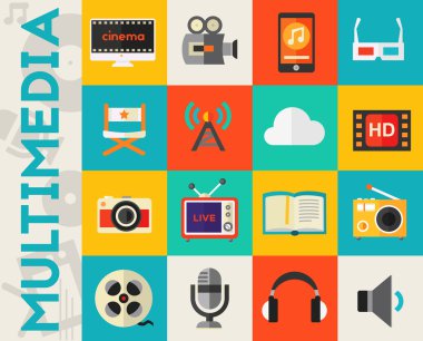 Düz tasarım Multimedya simgeler