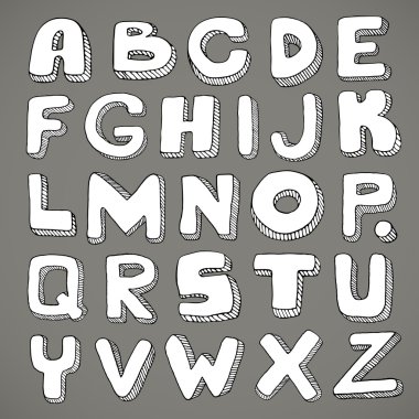 el yazısıyla yazılan alfabe doodle