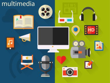 Düz tasarım Multimedya simgeler