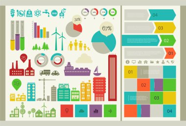 Düz Eko şehir infographics 