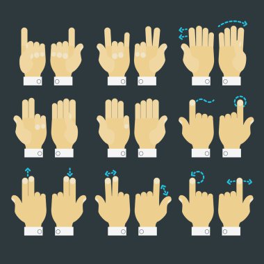 multitouch gestures hands clipart