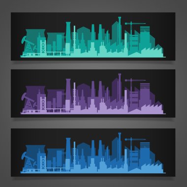 Endüstriyel şehir silueti seti
